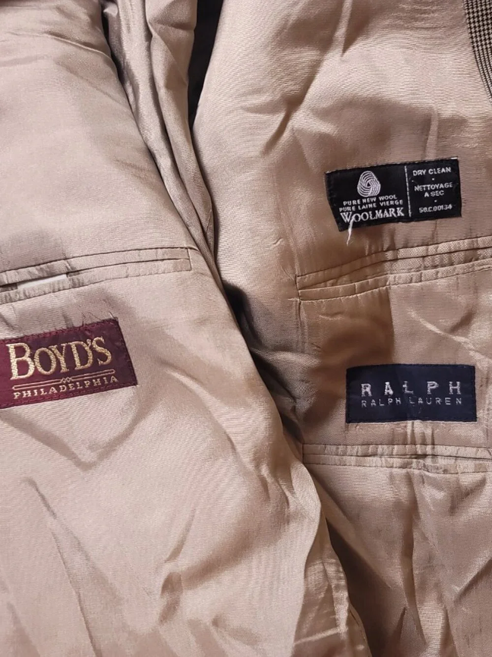 Polo Ralph Lauren Blazer Mens 48L Wool Boyds Philadelphia Beige Suit Jacket